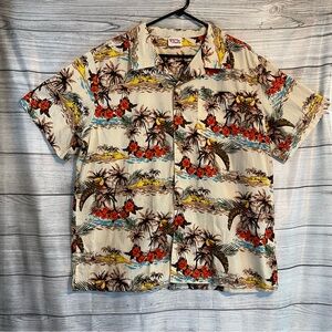 Barefoot In Paradise Vintage Style Men's Hawaiian Button-Down Shirt Size LRG